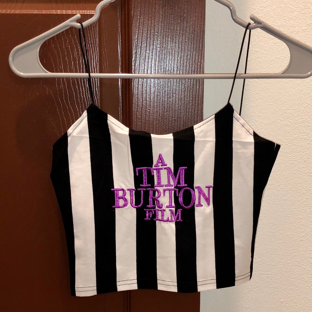 NWT A Tim Burton Film Striped Cropped Tank Top - Picture 11 of 13